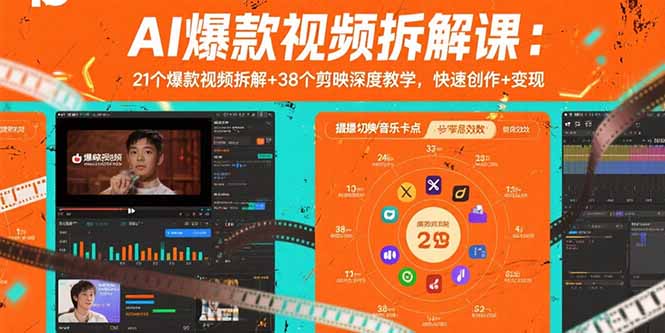 AI爆款视频拆解课：21个爆款视频拆解+38个剪映深度教学，快速创作+变现-云慧网创