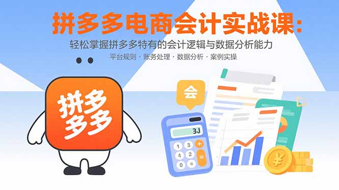 拼多多电商会计实战课：轻松掌握拼多多特有的会计逻辑与数据分析能力-云慧网创