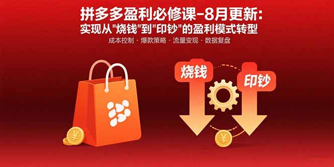 拼多多盈利必修课-8月更新：突破运营瓶颈 实现从烧钱到印钞的盈利模式转型-云慧网创