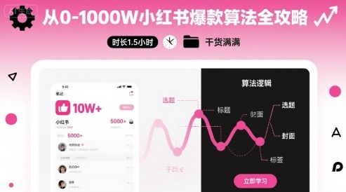 从0-1000W小红书爆款算法全攻略，时长1.5小时，干货满满-云慧网创