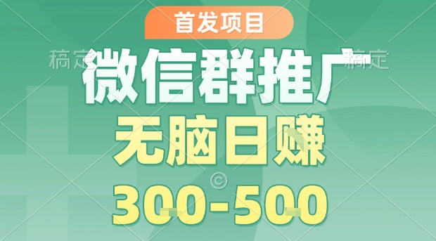 首发项目，微信群推广，一天15单，每单利润10米，无脑日入3-5张【揭秘】-云慧网创