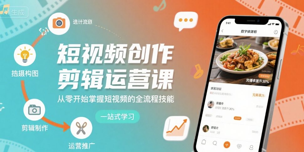 短视频创作剪辑运营课，从零开始掌握短视频的全流程技能-云慧网创
