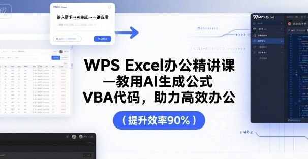WPS Excel办公精讲课，教用 AI 生成公式，VBA 代码，助力高效办公-云慧网创