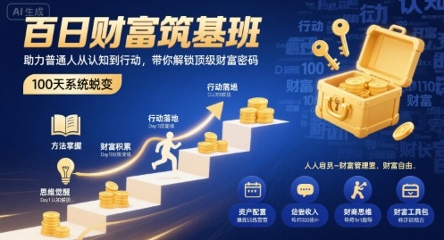 百日财富筑基班，助力普通人从认知到行动，带你解锁顶级财富密码-云慧网创