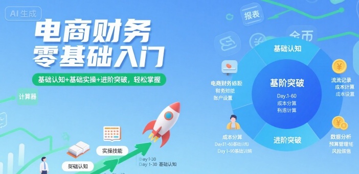 电商财务零基础入门，基础认知+基础实操+进阶突破，轻松掌握-云慧网创