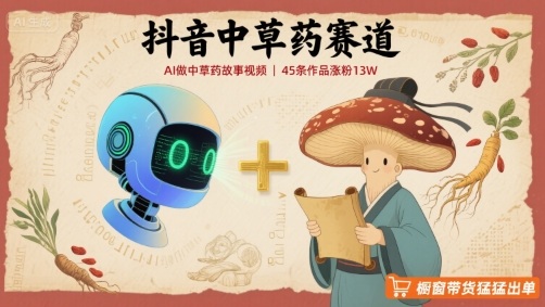 抖音中草药赛道，用AI做中草药故事视频，45条作品涨粉13W，橱窗带货猛猛出单-云慧网创