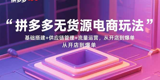 拼多多无货源电商玩法：基础搭建+供应链管理+流量运营，从开店到爆单-云慧网创