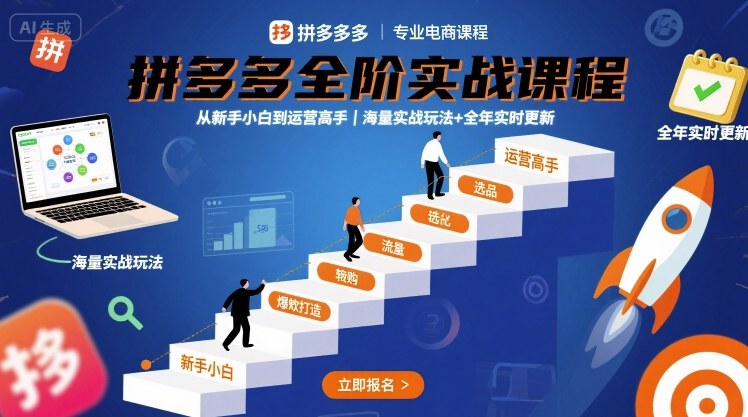拼多多全阶实战课程，从新手小白到运营高手，海量实战玩法+全年实时更新【2025年9月更新】-云慧网创