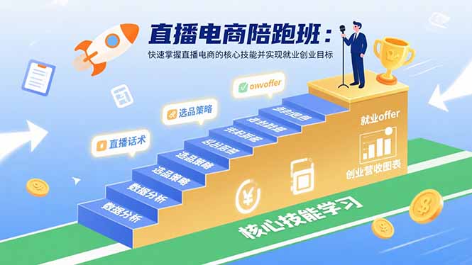 直播电商陪跑班：快速掌握直播电商的核心技能并实现就业/创业目标-云慧网创