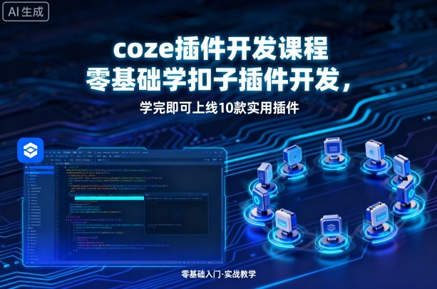 coze插件开发课程，零基础学扣子插件开发，学完即可上线10款实用插件-云慧网创
