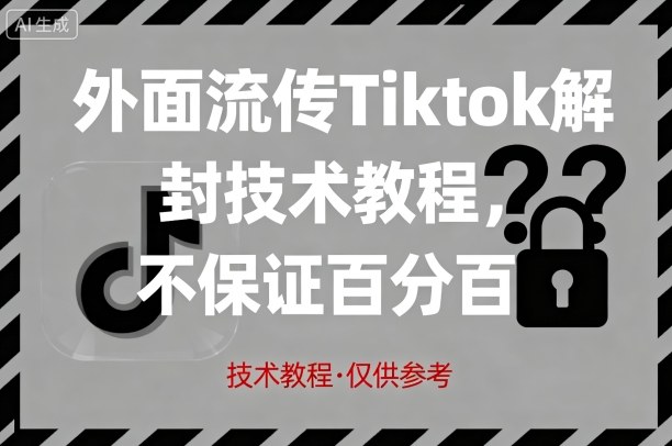 外面流传Tiktok解封技术教程，不保证百分百，具体自测-云慧网创