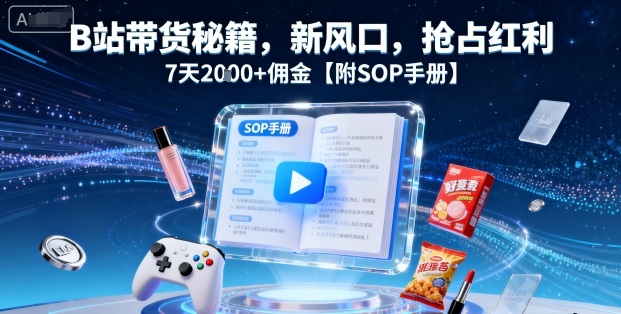 B站带货秘籍，新风口，抢占红利，7天2k+佣金【附SOP手册】-云慧网创
