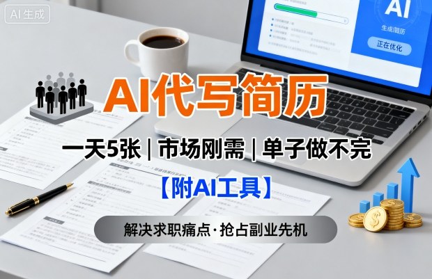 AI代写简历，一天5张，今年找工作难，市场刚需，单子做不完【附AI工具】-云慧网创
