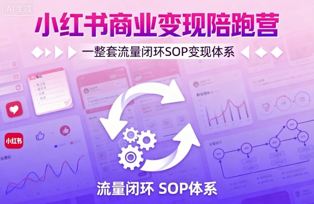 小红书商业变现陪跑营，轻IP矩阵 私域获客 聚光投流，一整套流量闭环SOP变现体系-云慧网创