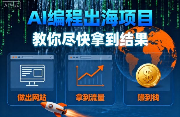 AI编程出海项目，教你尽快拿到结果-做出网站、拿到流量、賺到钱-云慧网创