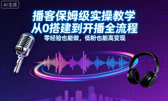 播客保姆级实操教学，从0搭建到开播全流程，零经验也能做，低粉也能高变现-云慧网创