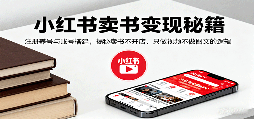 小红书卖书变现秘籍，注册养号与账号搭建，揭秘卖书不开店、只做视频不做图文的逻辑-云慧网创