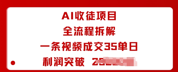 AI收徒项目全流程拆解一条视频成交35单日利润突破1k+-云慧网创