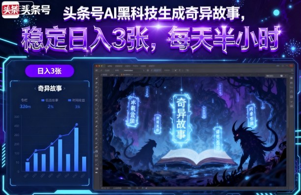 头条号AI黑科技生成奇异故事，稳定日入3张，每天半小时-云慧网创