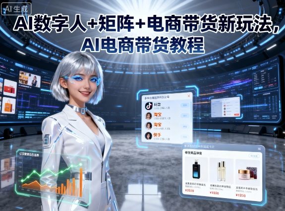 AI数字人+矩阵+电商带货新玩法，AI电商带货教程-云慧网创