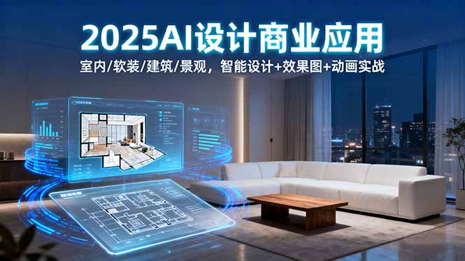 2025AI设计商业应用：室内/软装/建筑/景观，智能设计+效果图+动画实战-云慧网创