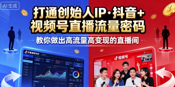 25年直播9-10两期线下课，打通创始人IP，抖音+视频号直播流量密码，教你做出高流量高变现的直播间-云慧网创