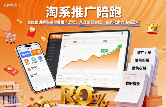 淘系推广陪跑，全维度讲解淘系付费推广逻辑，从理论到实操，系统化助力店铺盈利-云慧网创