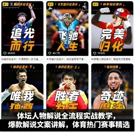 体坛人物解说全流程实战教学，爆款解说文案讲解，体育热门赛事精选-云慧网创
