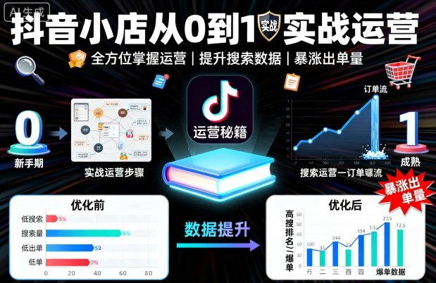 抖音小店从0到1实战运营，帮你全方位掌握小店运营，提升搜索数据与出单量-云慧网创