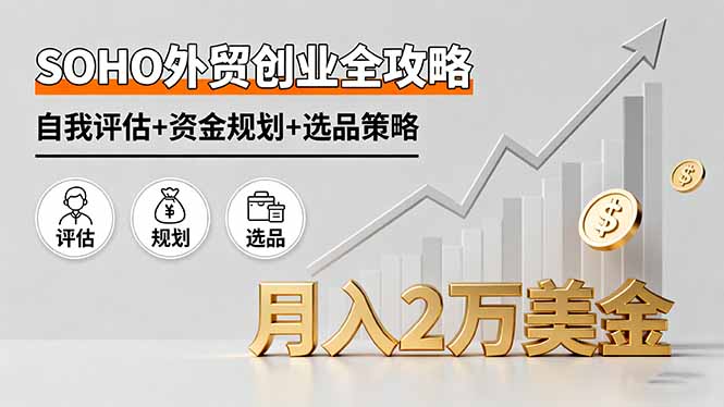 SOHO外贸创业全攻略，自我评估+资金规划+选品策略，月入2万美金-云慧网创