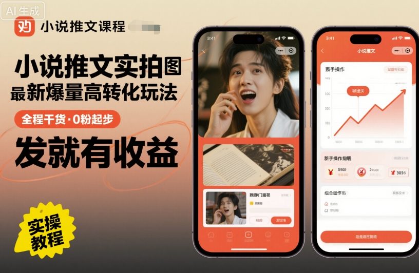 小说推文实拍双图文最新爆量高转化玩法，全程干货，0粉起步，发就有收益-云慧网创