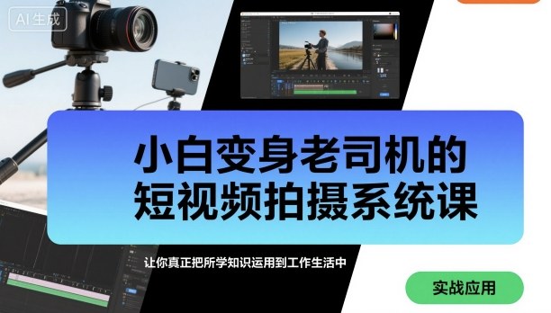 小白变身老司机的短视频拍摄系统课，让你真正把所学知识运用到工作生活中-云慧网创
