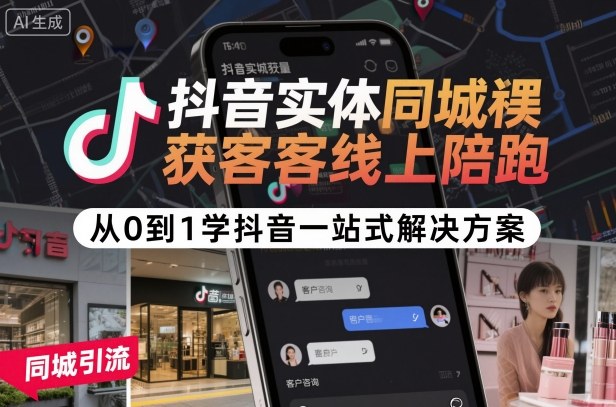抖音实体同城获客线上陪跑，从0到1学抖音一站式解决方案-云慧网创