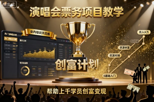 演唱会票务项目教学，业内培训天花板，帮助上千学员创富变现(更新)-云慧网创