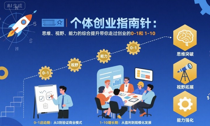 个体创业指南针，思维、视野、能力的综合提升带你走过创业的0-1和1-10【音频】-云慧网创