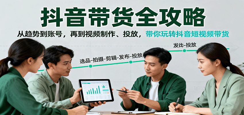 抖音带货全攻略：从趋势到账号，再到视频制作、投放，带你玩转抖音短视频带货-云慧网创