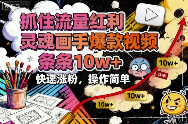 抓住流量红利，灵魂画手爆款视频，条条10w+，快速涨粉，操作简单-云慧网创