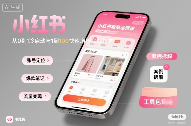 小红书电商运营课：从0到1冷启动与1到100快速增长实战教学-云慧网创