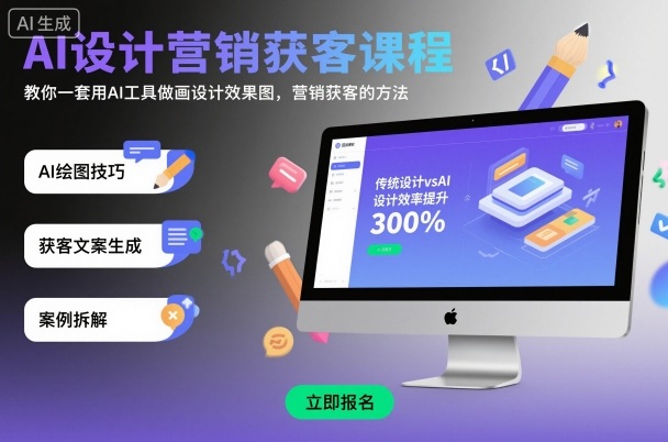 AI设计营销获客课程，教你一套用AI工具做画设计效果图，营销获客的方法-云慧网创