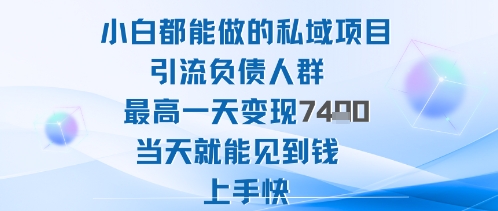 2025年小白都能做的私域项目引流负债人群最高一天变现1k+高变现难度低当天就能见到钱上手快-云慧网创