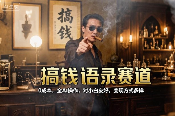 搞钱语录赛道，0成本，全AI操作，对小白友好，变现方式多样-云慧网创