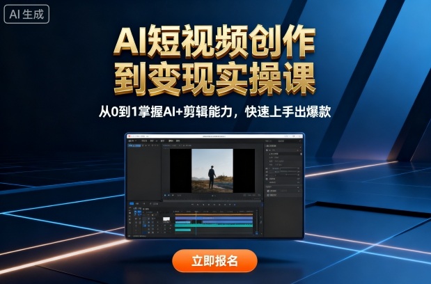 AI短视频创作到变现实操课，从0到1掌握AI+剪辑能力，快速上手出爆款(更新10月)-云慧网创
