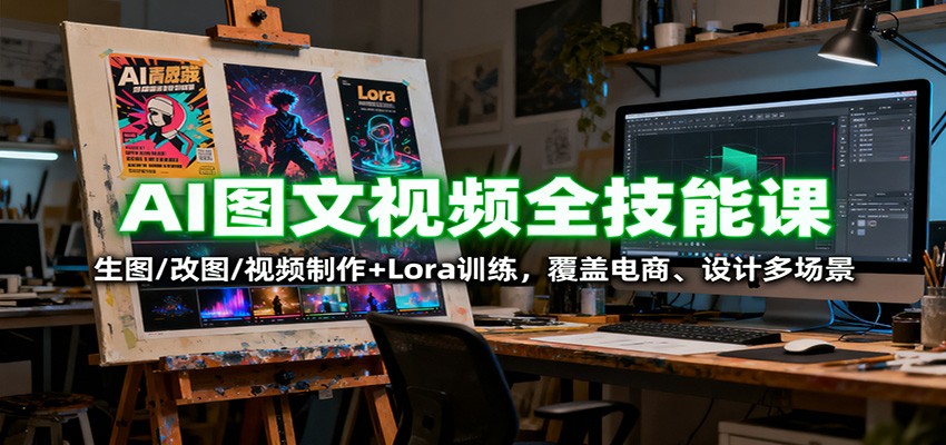 AI图文视频全技能课：生图/改图/视频制作+Lora训练，覆盖电商 、设计多场景-云慧网创