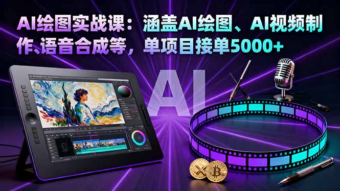 AI绘图实战课：涵盖AI绘图、AI视频制作、语音合成等，单项目接单5000+-云慧网创