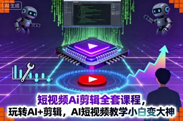 短视频Ai剪辑全套课程，玩转AI+剪辑，AI短视频教学小白变大神-云慧网创
