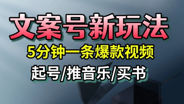 文案号新玩法，5分钟一条爆款视频，流量高，起号快，多方位变现-云慧网创