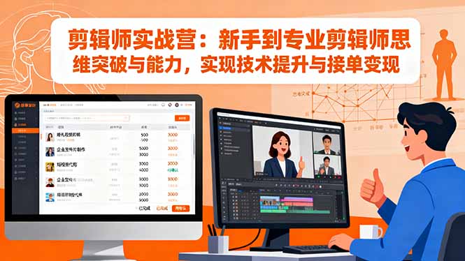 剪辑师实战营：新手到专业剪辑师思维突破与能力，实现技术提升与接单变现-云慧网创