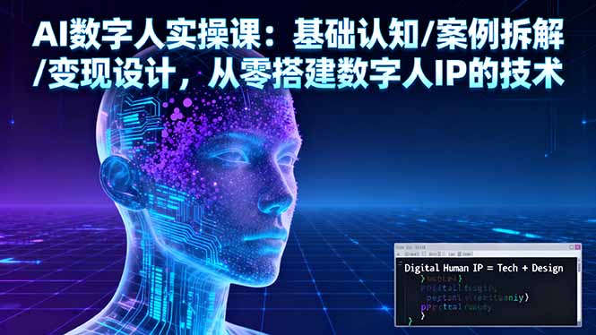 AI数字人实操课：基础认知/案例拆解/变现设计，从零搭建数字人IP的技术-云慧网创