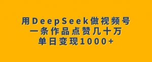 用DeepSeek做视频号,一条作品点赞几十万,单日变现1k-云慧网创