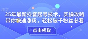 25年最新抖音起号技术,实操攻略带你快速涨粉,轻松破千粉丝必看-云慧网创